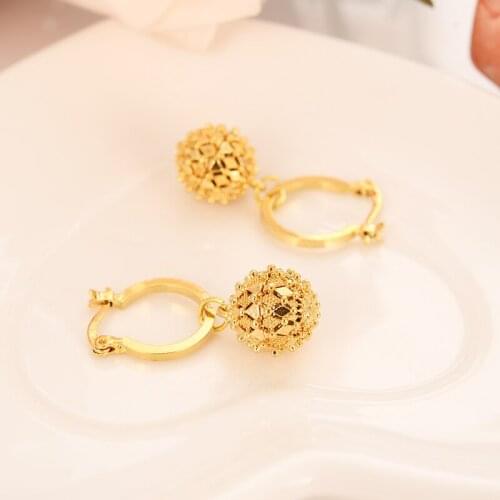 Bangrui gold beads drop Earring For Girls/Ladies Birthday Gift Trendy Gold Color Engagement /Wedding Bands Promise Earring