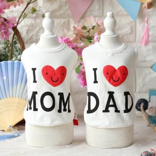 White I Love Dad I Love Mom Dog Hoodies Dog fall/winter Dog Clothes Clothing for Dogs Maltese Chihuahua