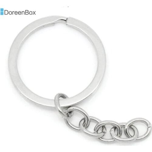 10 PCs Doreen Box Key Chains & Key Rings Iron Silver Color Keychain 6.8cm(2 5/8") Long For DIY Fashion Keychain Jewelry