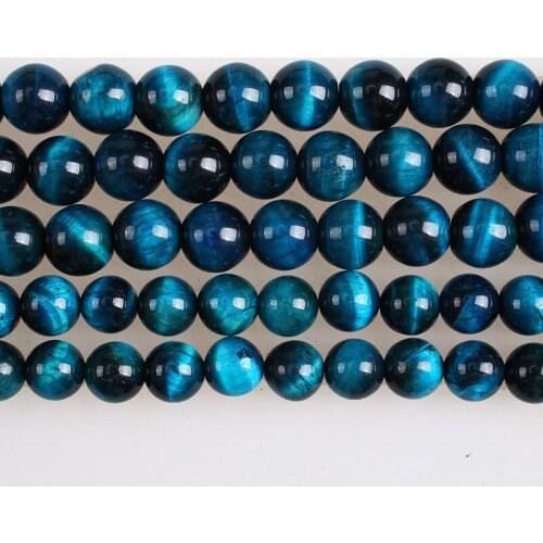Natural Stone Acid Blue Tiger Eye Stone Beads Round Loose Beads 4 6 8 10 12mm Beads For Diy Jewelry Making