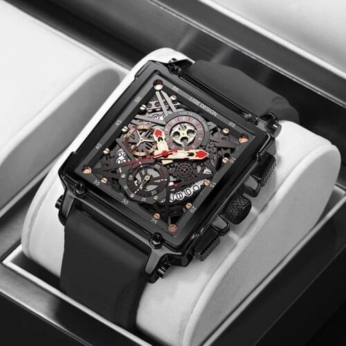 2021 New Men Watches LIGE Top Brand Luxury Waterproof Quartz Square Watch For Men Date Sport Hollow Clock Male Relogio Masculino