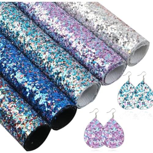 David accessories 5pcs/set A5 Size 15*21cm Chunky Glitter Synthetic Leather Set DIY Bow Bag Shoes Faux Leather Sheets,1Yc10560