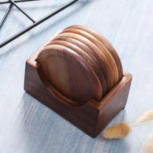 Wooden Coaster Set Japanese-style Kung Fu Tea Set Solid Wood tea Coaster Household Wooden Insulated Bowl Mat