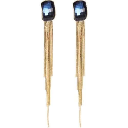 Long Crystal Tassel Earrings Temperament Exaggerated Eardrop Fashion Earring for Women Trend Accessories