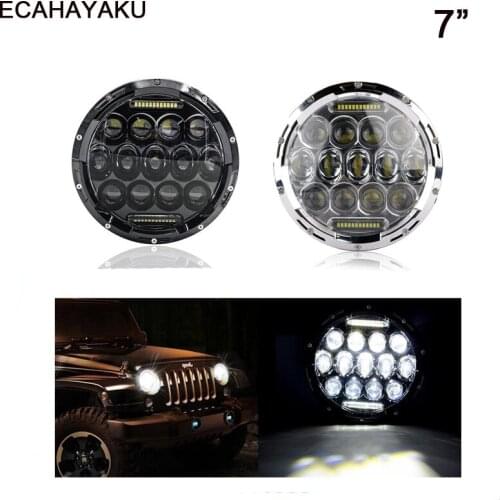 ECAHAYAKU 1x 75W H4 7inch Led Headlight High Low Beam Round Cars Running Lights for Jeep 4x4 Harley Motorcycle Lada Niva