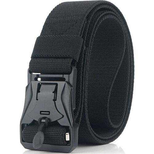 Elastic Men Belt Magnetic Metal Buckle Adjustable Nylon Belts For Trousers High Quality Outdoor Training Tactical Designer Belt