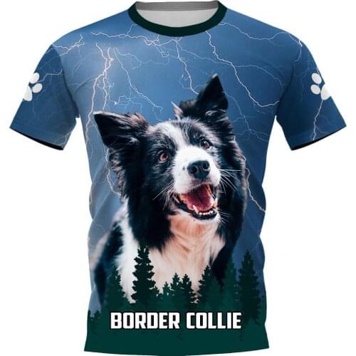 CLOOCL Border Collie Print Men T-shirts Animals Pets Letter Tops Men For Women Casual Streetwear Harajuku T Shirts