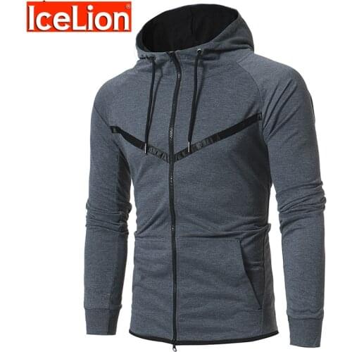 IceLion 2021 Hoodies Men Zipper Cardigan Sweatshirts Solid Hooded Men Slim Fit Hoodies Men Thick Long Sleeve Spring Winter New