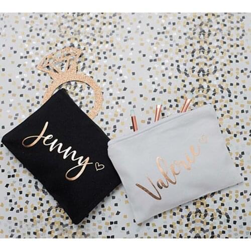 Personalized glitter Mrs Bride Makeup make up comestic Bags maid of honor Proposal Bridesmaid Gift party favors