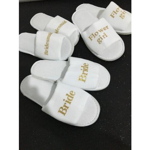 CUSTOM Wedding Spa Slippers Bridesmaid GROOM Bride maid of honor flower girl Bachelorette Slippers party favors gifts