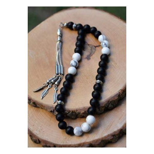 Islamic 33 Prayer Beads Muslim Rosary Beads For Men Prayer Bracelet For Men Accessories Matte Onyx and Hematite Natural Stone