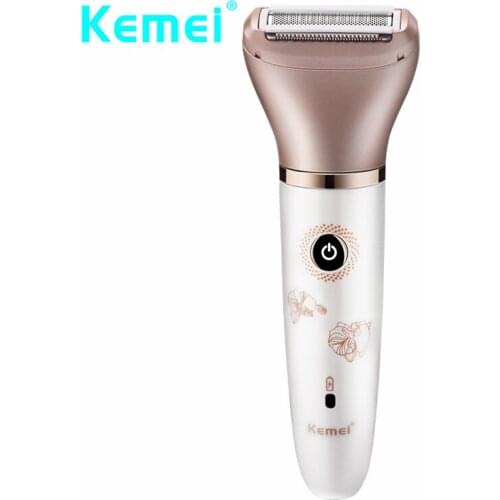 Kemei 2-in-1 Lady Rechargeable Electric Shave Epilator Sanding Bikini Trimmer Professional Feminine Care USB Charging Cable