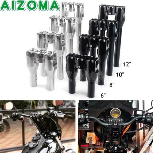 Aluminum Motorcycle 1-1/2" Rise Handlebar Riser 6" 8" 10" 12" Clip On Riser Kit For Harley Sportster XL1200 XL 1200 883 72 48