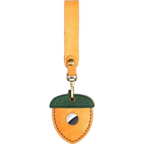 Leather Apple Air Tag Holder, AirTag Holder Keychain AirTags Case with Anti-Lost Key Ring, Gift for Him Gift for Her