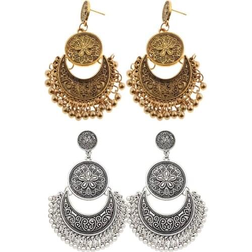 Fashion Ethnic Bali Jhumka Jhumki Gold Brocade Lotus Mexico Gypsy Dangle Earring U2JF