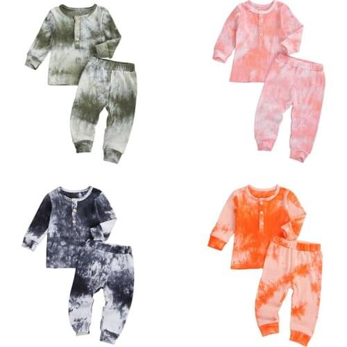 Fashion Infant Toddler Baby Tie Dye Printed Clothes Set Autumn Spring Kids Boys Girls O-neck Long Sleeve Sweatshirt + Long Pants