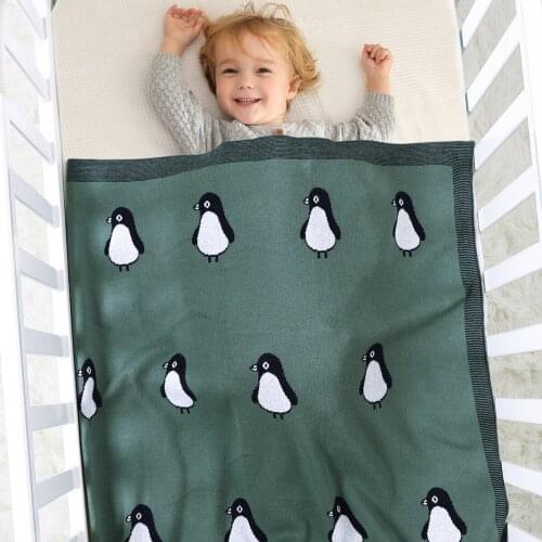 Cartoon Baby Blanket Towel Baby Bed Soft Warm Cute Penguin Sofa Blanket Infant Swaddle Wrap Sleepsack Stroller Cover