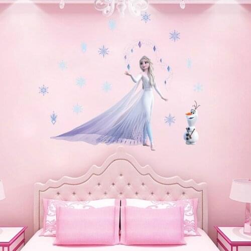Cartoon Disney Frozen 2 Princess 30*60cm Wall Stickers For Kids Rooms Home Decor Diy Elsa Olaf Wall Decals Pvc Mural Art
