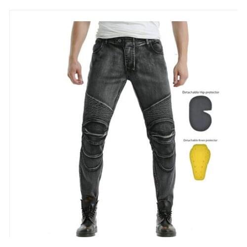 A male personality motorcycle pants casual washed silver gray motorcycle jeans retro cycling pants racing belt protector