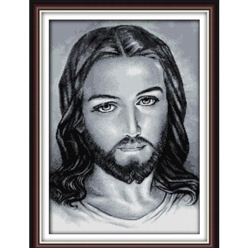Jesus black and white cross stitch kit people 18ct 14ct 11ct count print canvas stitches embroidery DIY handmade needlework