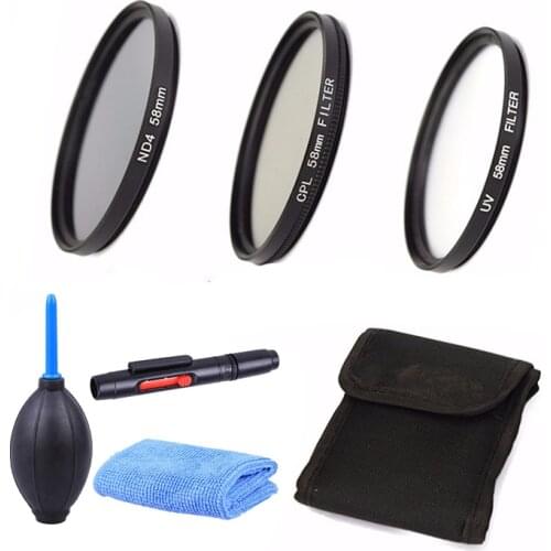 37-82mm UV+CPL+ND4 Lens Filter Sets+Filter Pouch/Bags 49mm 52mm 58mm 62mm 67mm 72mm 77mm For Nikon Canon Sony Pentax DSLR Camera
