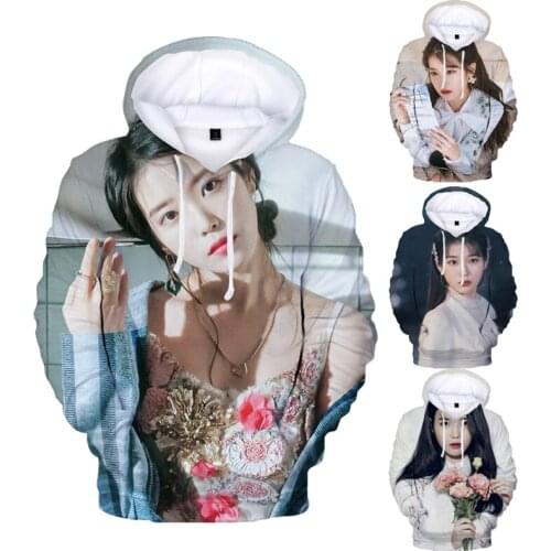 2021 New Kpop Idol IU 3D Hoodies men/womens Streetwear Hooded IU Korean Style Hoodie Long Sleeve teen Pullover Sweatshirts