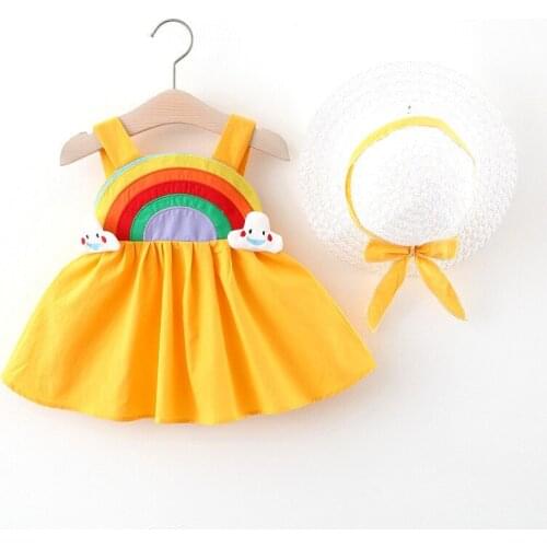 2021 Summer New Baby Girl Dress For Girls Clothes Rainbow Newborn Baby Princess Dress Sling Toddler Kids Costume 0-1-2-3-4 Years