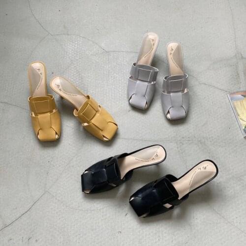 2021 Spring and Summer New Korean Style Versatile Mules Outer Wear Toe Cap Stilettos Pumps