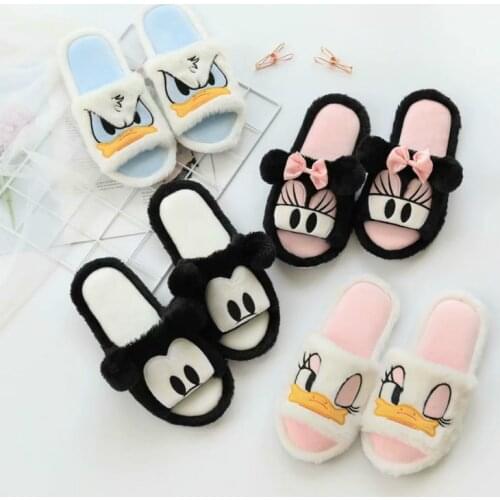 Disney cotton new autumn cute cartoon Mickey lady home open toe slippers home indoor floor non-slip slippers