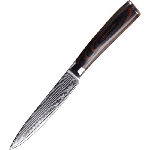 Fruit knife color wood handle Damascus steel knife 5 inches stainless steel knife