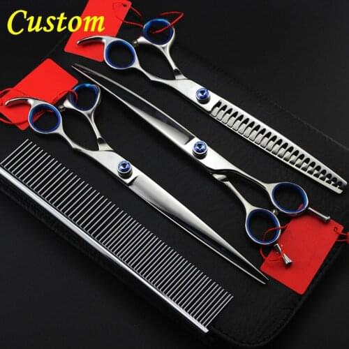 Custom Professional japan 4 kit pet 8 inch shears dog grooming hair scissors cutting thinning barber tools hairdressing scissors