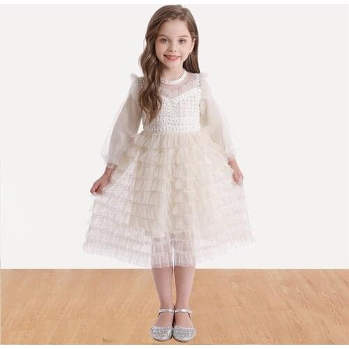 Autumn Winter Lace Flower Girls Dress Kids Dresses for Girls Princess Christmas New Year Party Long Sleeve Children Clothing