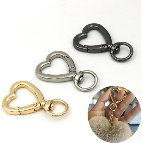 10PC Heart Spring Gate Rings Openable Keychain Leather Bag Belt Strap Dog Chain Buckles Snap Closure Clip Trigger DIY Accessorie