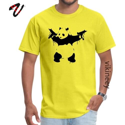 Banksy Panda Guns O Neck T Shirt NEW YEAR DAY Tees Plaid Sleeve Cheap Printed Tops & Tees Comics Student