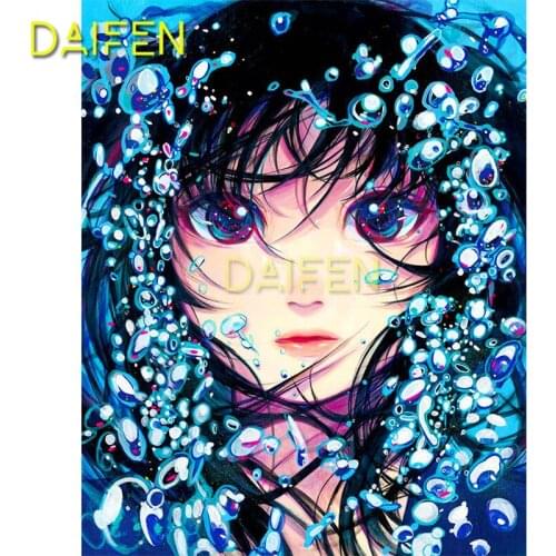 Full Round Diamond mosaic 5D DIY Diamond painting Cross stitch Full Square Diamond embroidery cartoon girl with red eyes blister