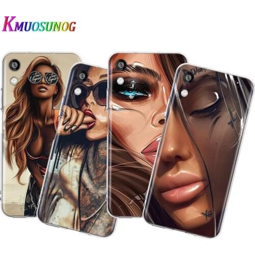 Transparent Cover Sexy Sleeve Tattoo Girl For Honor 8S 8C 8X MAX 8A 8 7S 7A 7C Play 3E Prime Pro 2020 2019 Phone Case