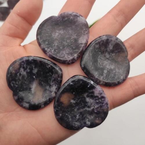 4cm Purple mica Thumb-shaped nepenthe water drop concave energy healing stone crystal heart