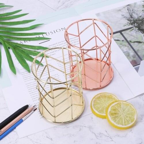 Rose Gold Pen Pencil Pot Holder Container Organizer Home Desk Stationery Decor M17F