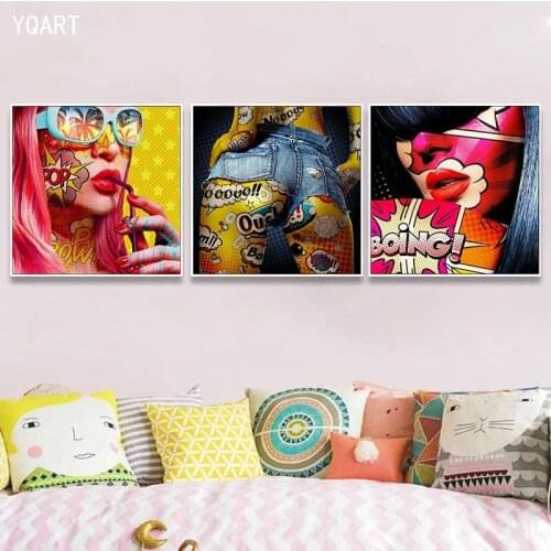 Modern Street Graffiti Artwork Sexy Women Canvas Painting Abstract Posters and Prints Wall Art Pictures for Living Room Cuadros