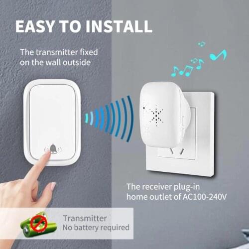 Smart Self-Powered Wireless Doorbell US EU UK Plug Waterproof Door Bell 150M Long Wireless Distance 32 Songs Home Welcome Door