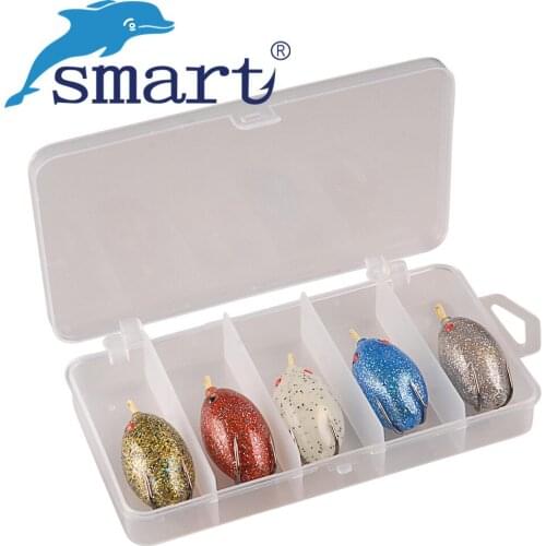 SMART 5Pcs Frog Soft Bait With Plastic Box 55mm12g 2 Claw Hooks Fishing Lure Isca Sapo Para Pesca Bass Leurre Peche Souple