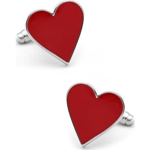 High Quality Paint Fashion Trendy Mens Accessories French Cuff Nails Red Love Heart Shape Cufflinks Mens Valentines Day Gift