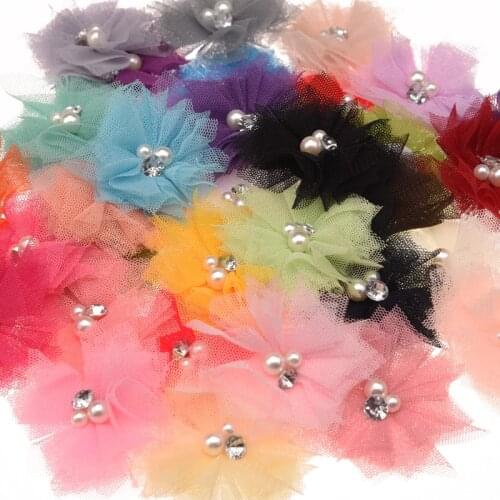 72pcs Rhinestone Pearl Cluster Center Mesh Flower for Accessories Hair DIY Accessories Fashion Headwear