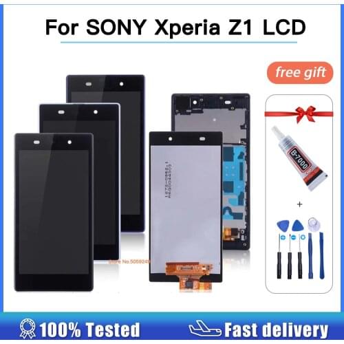5.0'' display for SONY Z1 Display L39h C6902 C6903 C6906 C6943 LCD For SONY Xperia Z1 LCD Display Touch Screen Digitizer frame