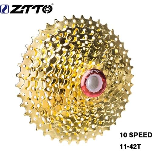 ZTTO 11-42T 10Speed Cassette 10 s Gold Freewheel MTB Mountain Bike Bicycle Steel Golden Sprockets for parts System