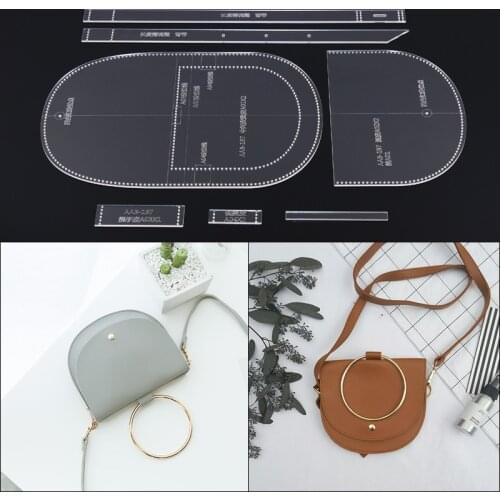 1 Set DIY Sewing Acrylic Leather Template Lady Handmade Leather Semi-circle Bag Shoulder Bag Sewing Pattern 18.5*15.5*1.5cm