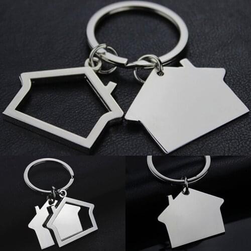 Metal Key Chain Modern House Home Keychain Keyring Christmas House Double Pendant Car Key RIngs For Women Men Jewelry
