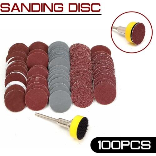 100Pcs 1inch Sanding Disc +1/8inch Shank Abrasives Hook Loop Backer SandPaper + Loop Sanding Pad 1inch Mixed Set