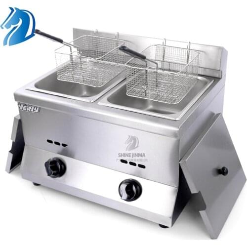 Commercial industrial 2 tanks 2 basket counter gas fryer oven 5.5L*2 deep fryer machine