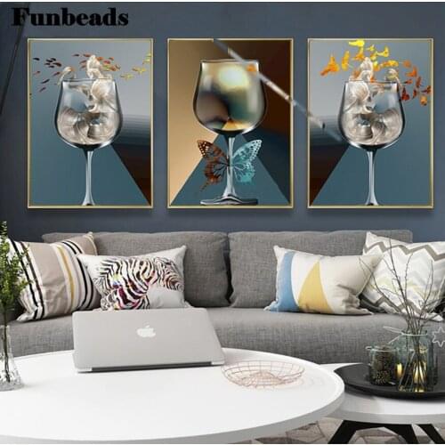 5d diamond painting Glass, bird, fish diy full square drill diamond embroidery round diamond mosaic rhinestone 3 pcs decor FF033